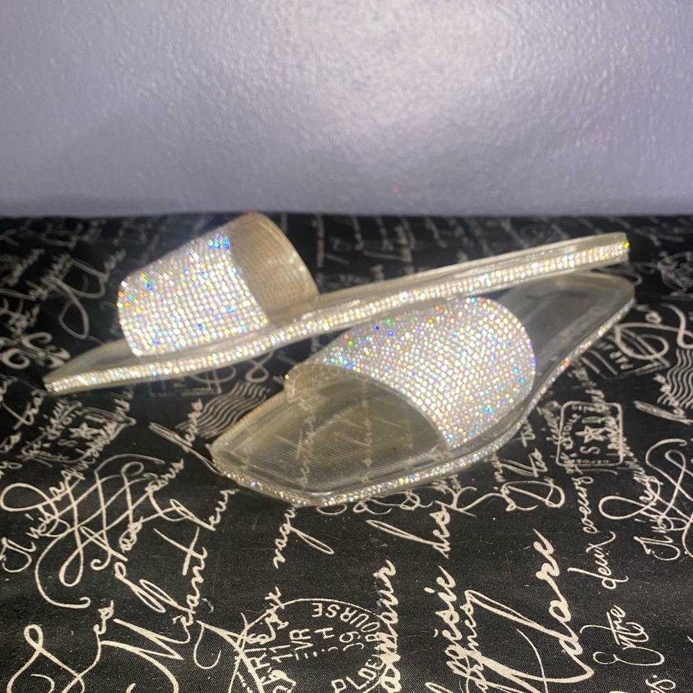Clear rhinestone sandals